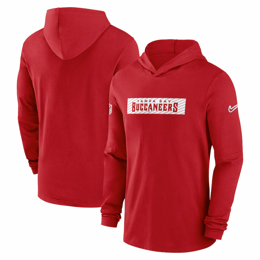 Men's Tampa Bay Buccaneers Nike Red Sideline Hoodie Performance Long Sleeve T-Shirt - Jersey