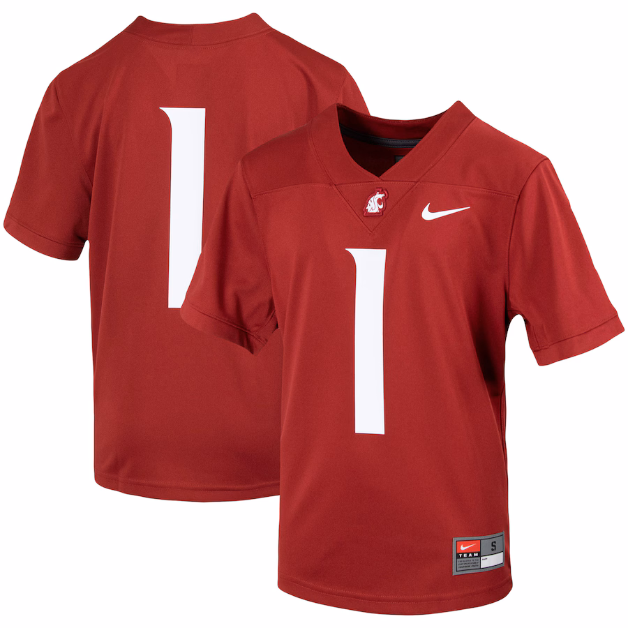 Youth Nike #1 Crimson Washington State Cougars Untouchable Football Jersey - Jersey