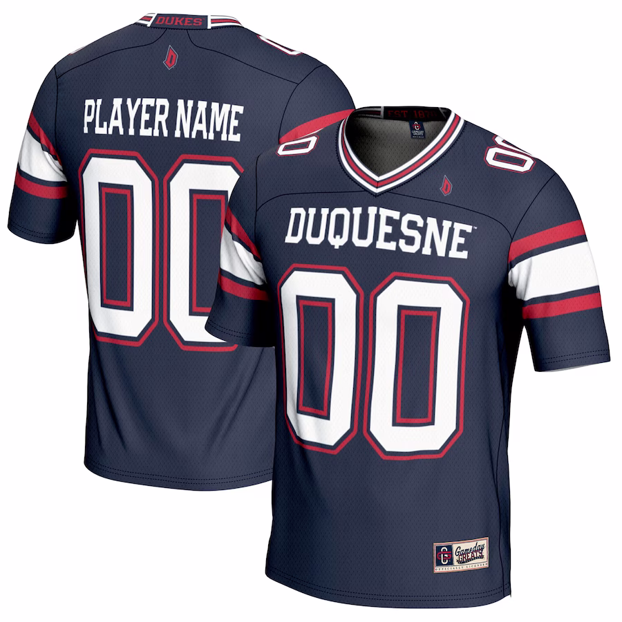 Duquesne Dukes GameDay Greats NIL Pick-A-Player Football Jersey - Navy - Jersey