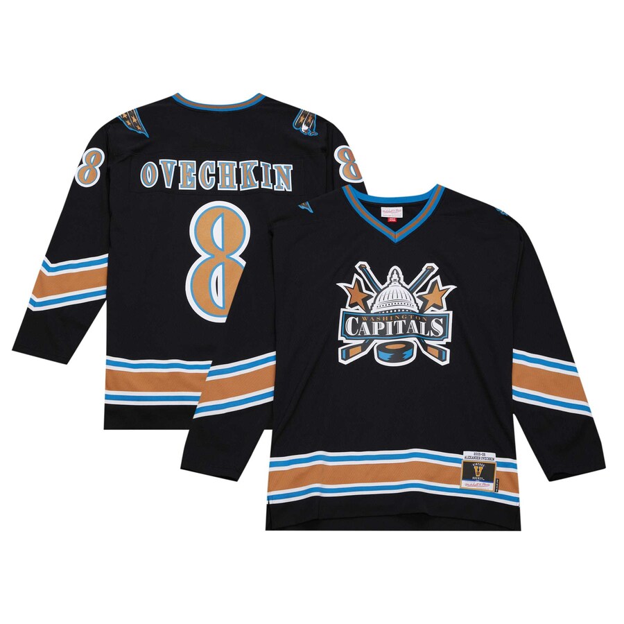 Men's Washington Capitals Alexander Ovechkin Mitchell & Ness Black 2005 Blue Line Player Jersey - Jersey