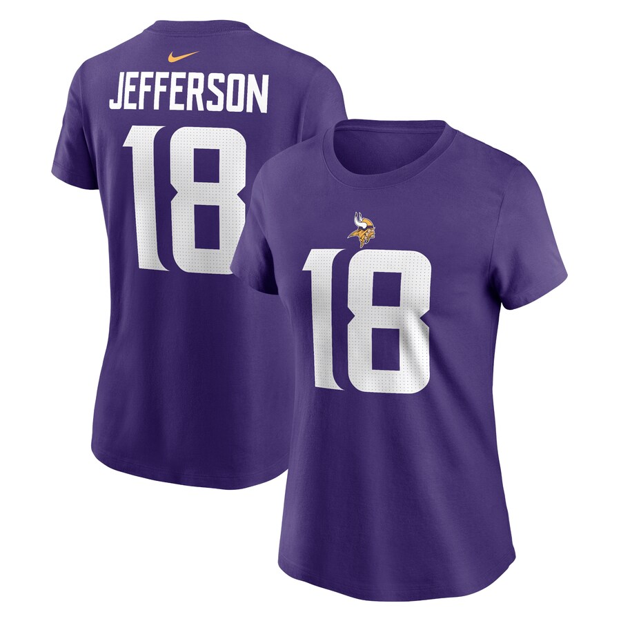Women's Minnesota Vikings Justin Jefferson Nike Purple Player Name & Number T-Shirt - Jersey