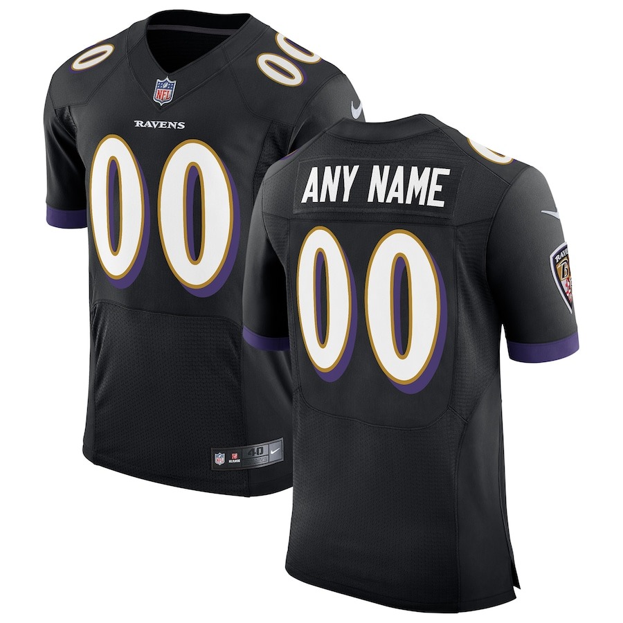 Men's Baltimore Ravens Nike Black Speed Machine Elite Custom Jersey - Jersey