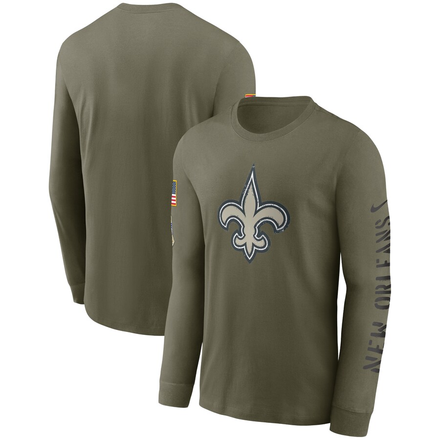 Men's New Orleans Saints Nike Olive Salute To Service Long Sleeve T-Shirt - Jersey