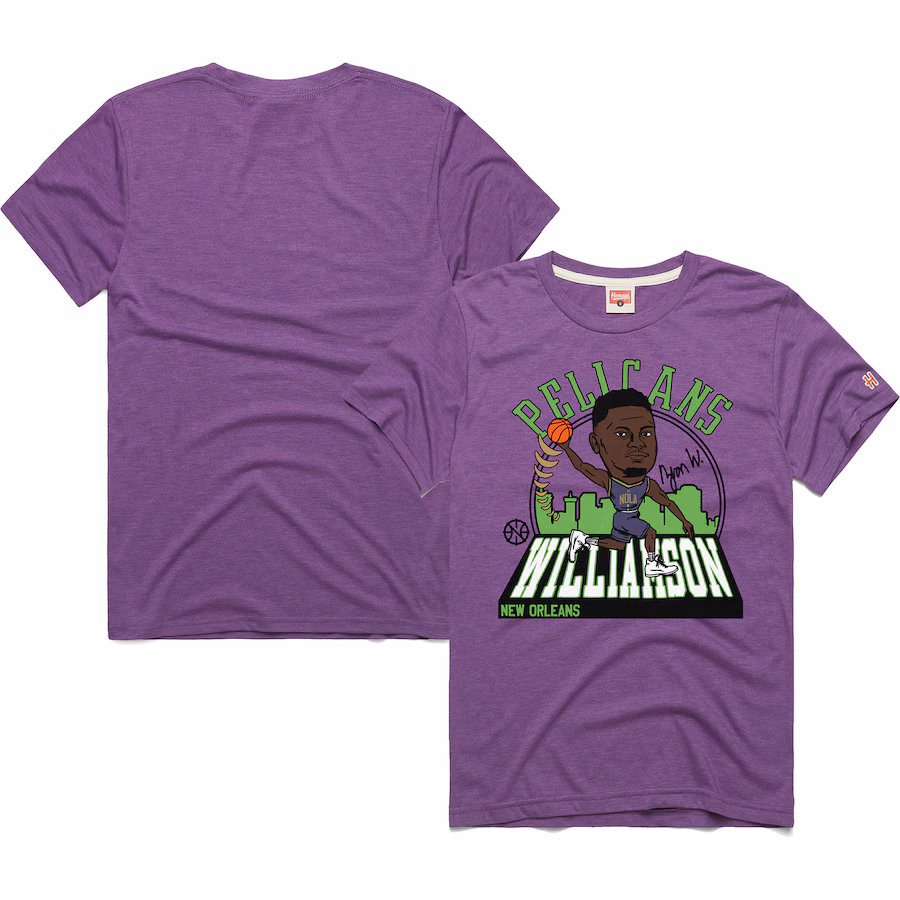 Unisex New Orleans Pelicans Zion Williamson Homage Purple 2024/25 City Edition Caricature Tri-Blend T-Shirt - Jersey