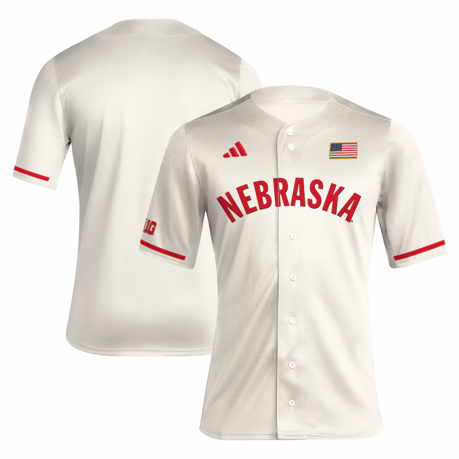 Nebraska Huskers adidas Replica Baseball Jersey - Cream - Jersey