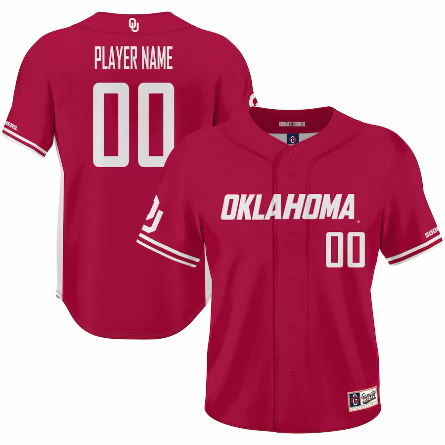 Oklahoma Sooners GameDay Greats NIL Pick-A-Player Lightweight Baseball Jersey - Crimson - Jersey