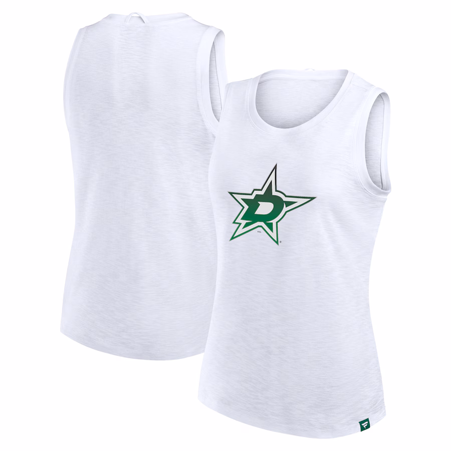 Women's Dallas Stars Fanatics White Slub Tank Top - Jersey