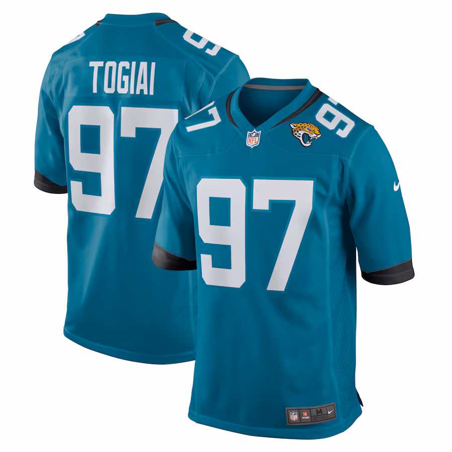 Men's Jacksonville Jaguars Tommy Togiai Nike  Teal Team Game Jersey - Jersey