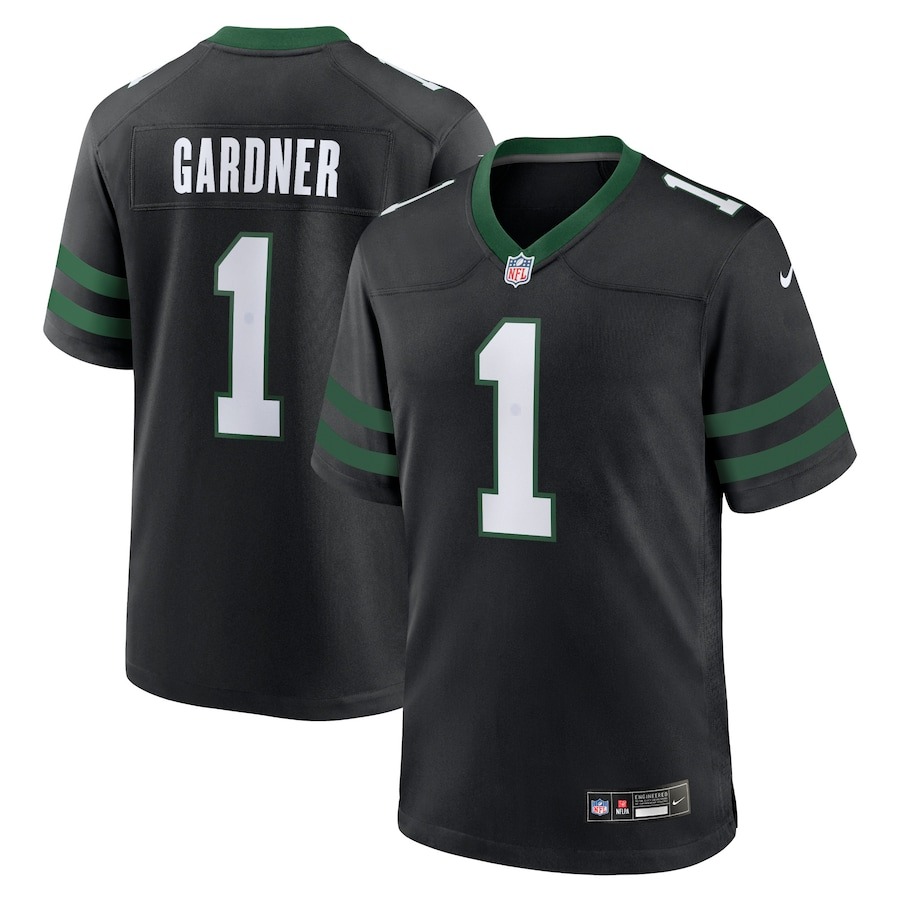 Men's New York Jets Ahmad Sauce Gardner Nike Legacy Black Alternate Game Jersey - Jersey