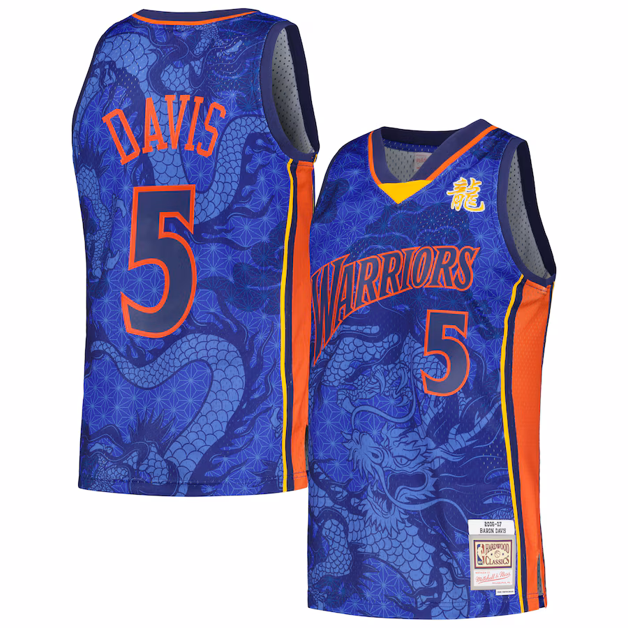 Men's Golden State Warriors Baron Davis Mitchell & Ness Royal 2006/07 Hardwood Classics Asian Heritage 6.0 Swingman Throwback Player Jersey - Jersey