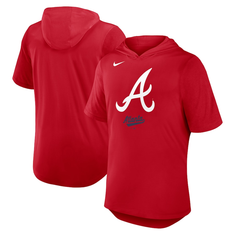Men's Atlanta Braves Nike Red Tri-Blend Hoodie T-Shirt - Jersey
