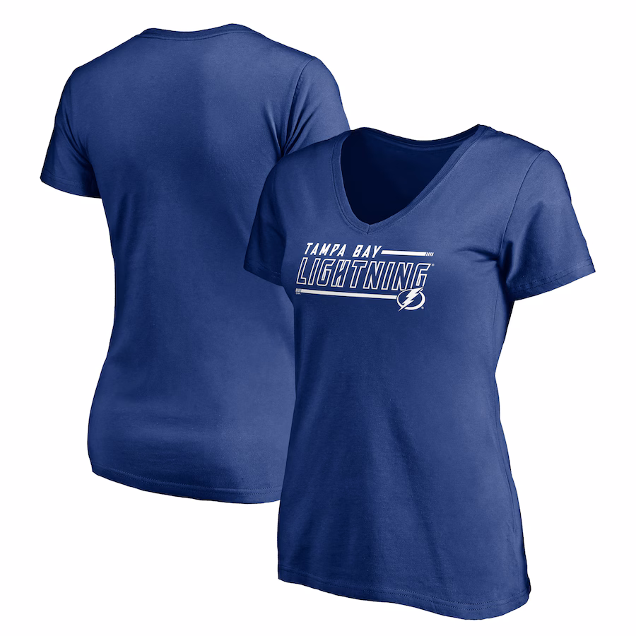 Women's Tampa Bay Lightning Blue Mascot In Bounds V-Neck T-Shirt - Jersey