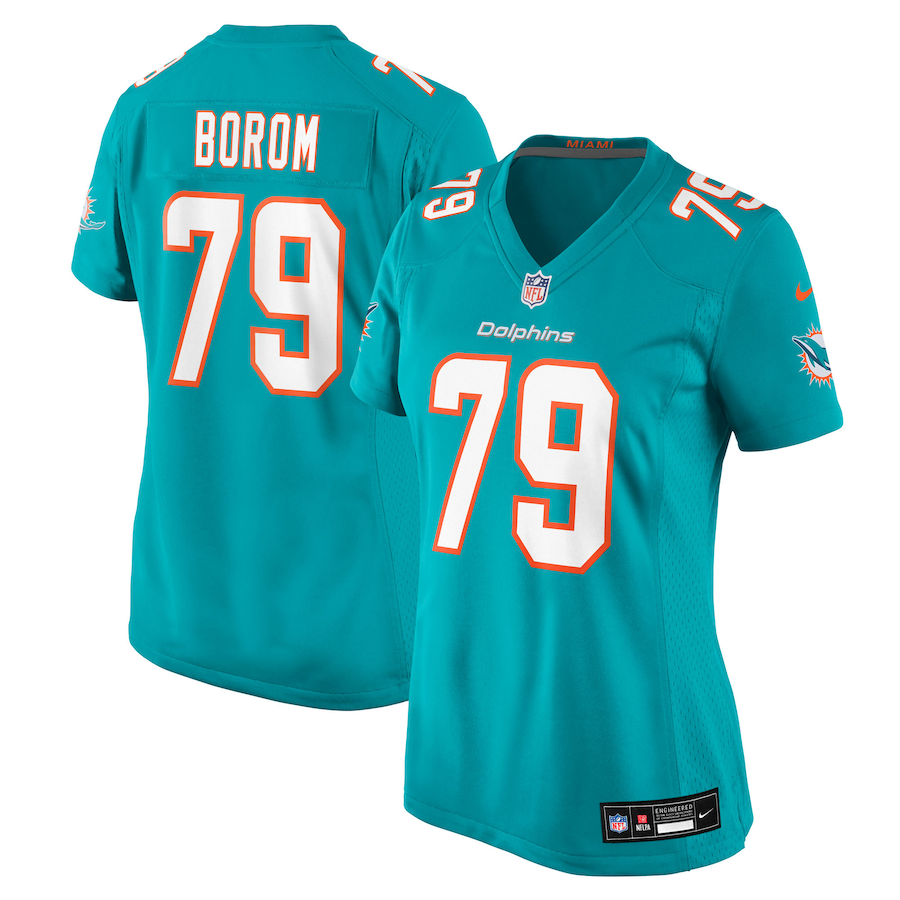 Women's Miami Dolphins Larry Borom Nike Aqua Team Game Jersey - Jersey