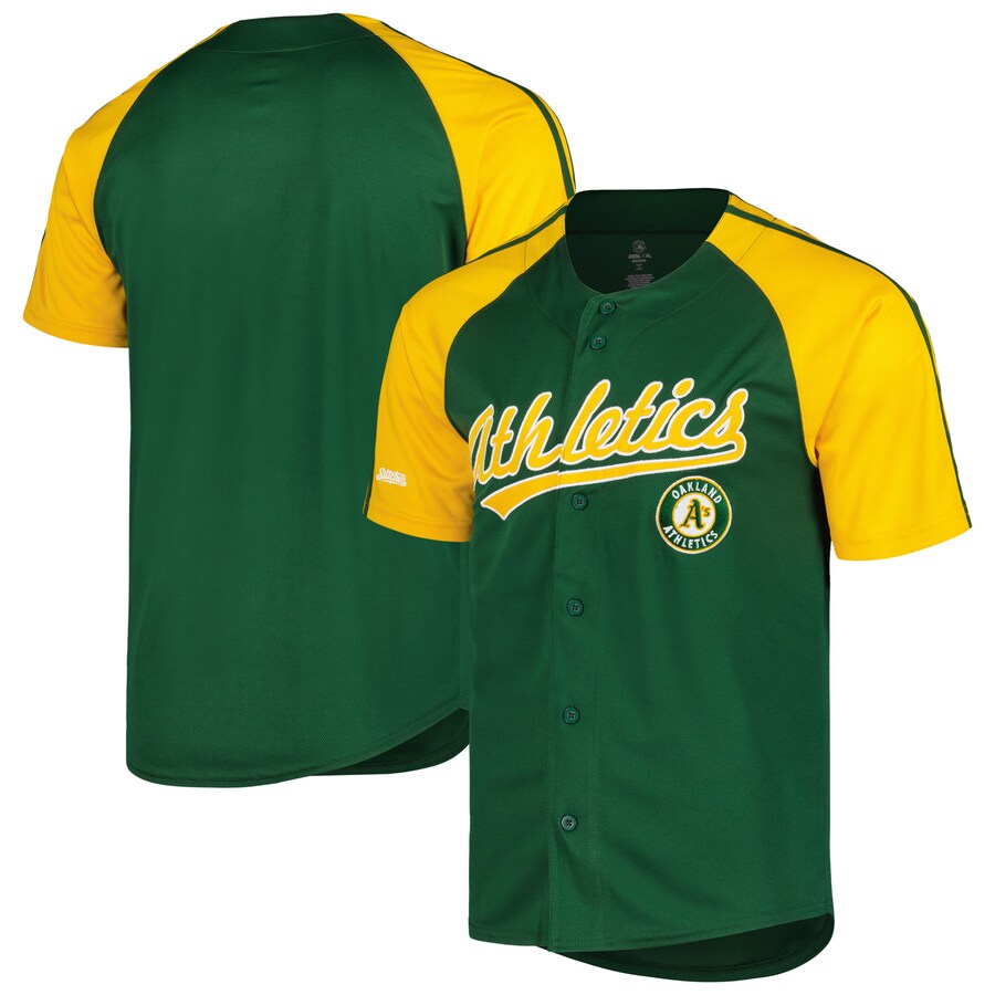 Men's  Oakland Athletics Stitches Green Team Raglan Jersey - Jersey