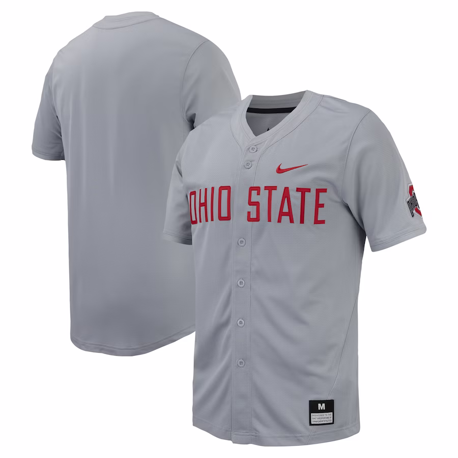 Ohio State Buckeyes Nike Replica Full-Button Baseball Jersey - Gray - Jersey