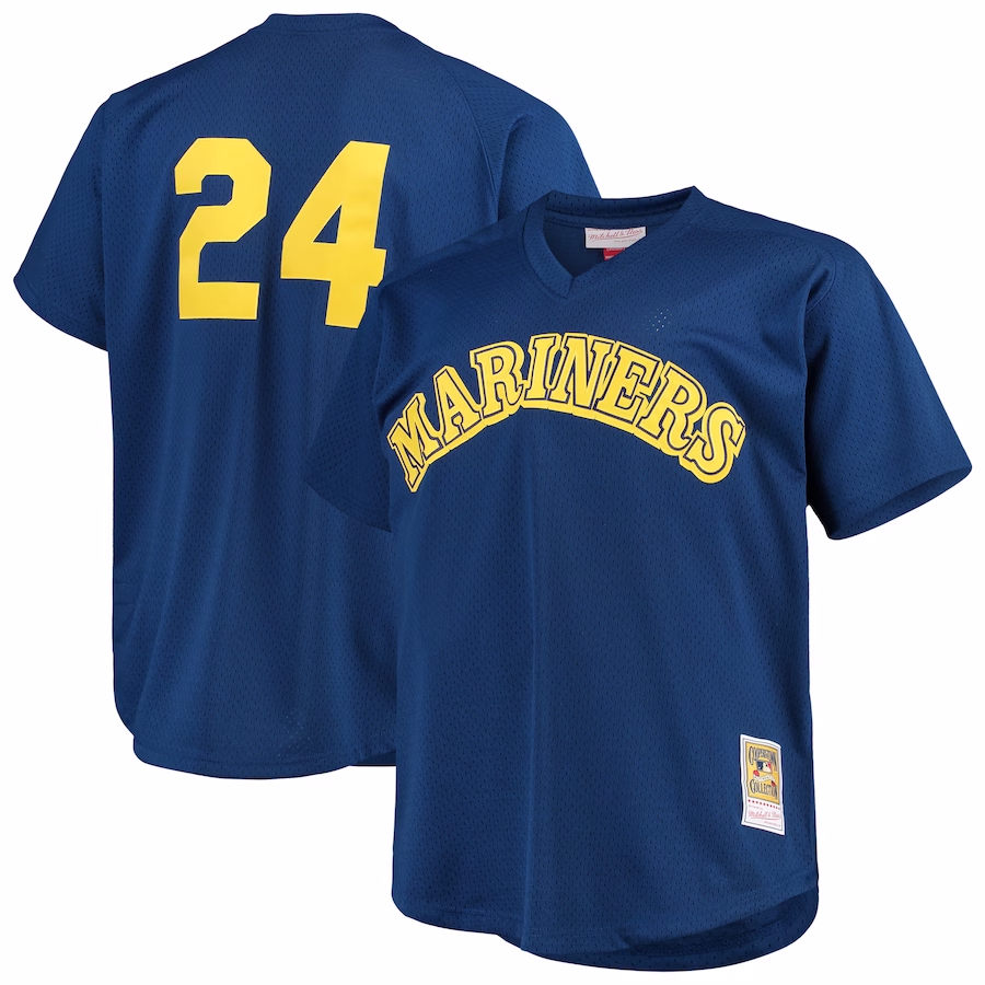 Men's Seattle Mariners Ken Griffey Jr. Mitchell & Ness Royal Big & Tall Cooperstown Collection Mesh Batting Practice Jersey - Jersey