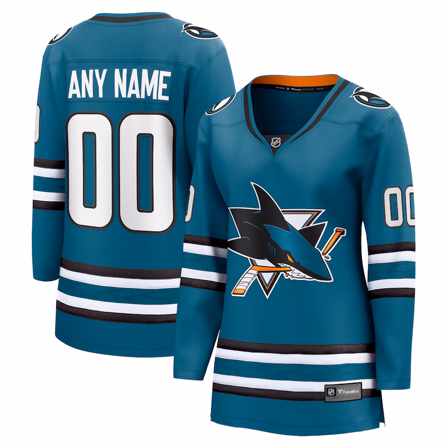 Women's San Jose Sharks Fanatics Teal Home Breakaway Custom Jersey - Jersey
