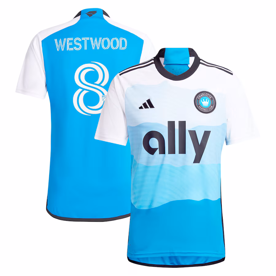Men's Charlotte FC Ashley Westwood adidas Blue 2024 The Carolina Kit: Explore Replica Player Jersey - Jersey