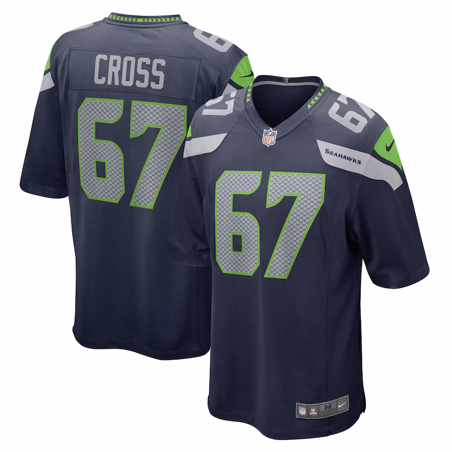Men's Seattle Seahawks Charles Cross Nike Navy Player Game Jersey - Jersey