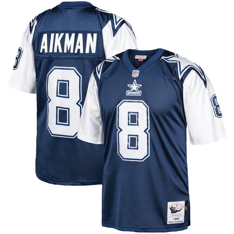 Men's Dallas Cowboys 1995 Troy Aikman Mitchell & Ness Navy Authentic Throwback Retired Player Jersey - Jersey