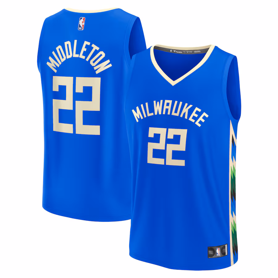 Men's Milwaukee Bucks Khris Middleton Fanatics Royal Fastbreak Jersey - City Edition - Jersey