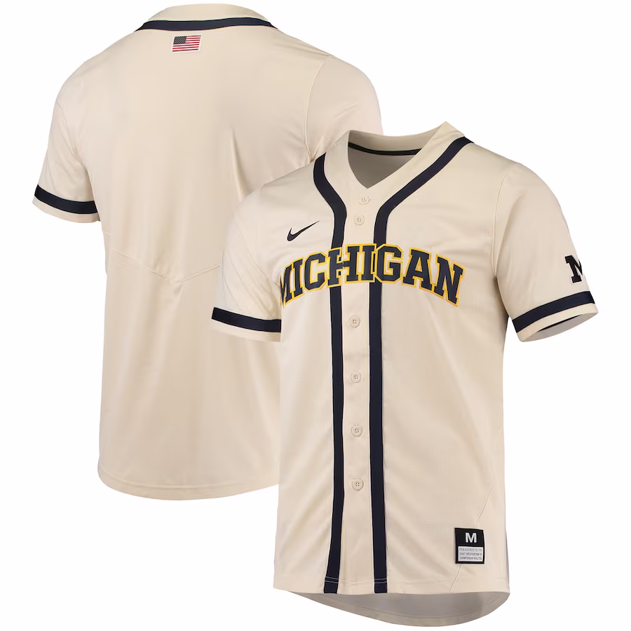 Michigan Wolverines Nike Replica Baseball Jersey - Natural - Jersey