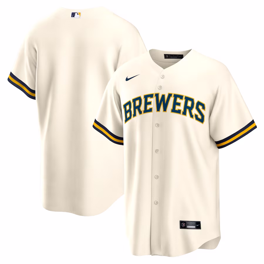 Men's Milwaukee Brewers Nike Cream Home Blank Replica Jersey - Jersey