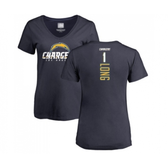 Football Women's Los Angeles Chargers #1 Ty Long Navy Blue Backer T-Shirt - Jersey