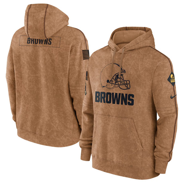 Men's Cleveland Browns 2023 Brown Salute to Service Pullover Hoodie - Jersey