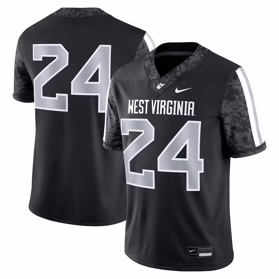 Men's Nike #24 Black West Virginia Mountaineers Alternate Game Jersey - Jersey