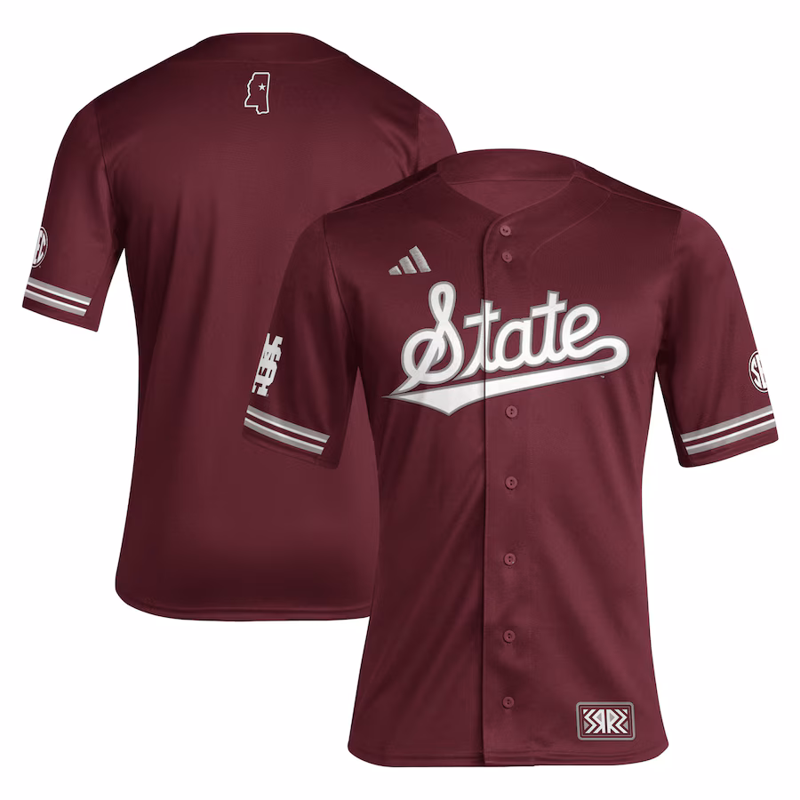 Men's adidas Maroon Mississippi State Bulldogs Reverse Retro Replica Baseball Jersey - Jersey
