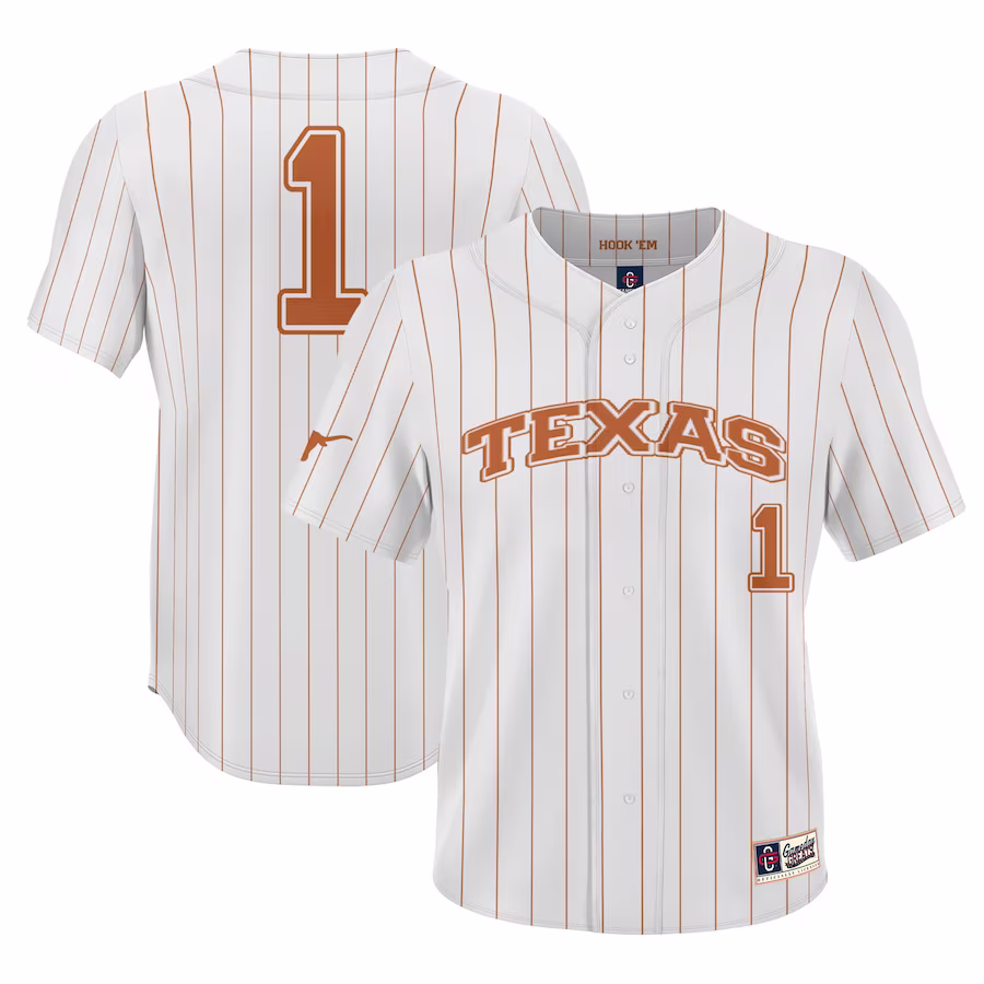 #1 Texas Longhorns GameDay Greats Lightweight Baseball Jersey - White - Jersey