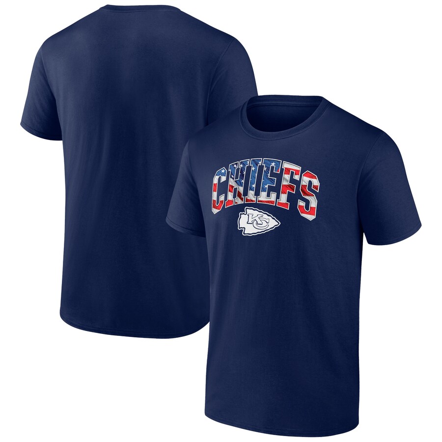 Men's Kansas City Chiefs Navy Banner Wave Logo T-Shirt - Jersey