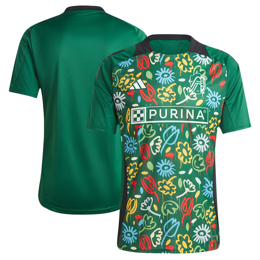 Men's St. Louis City SC adidas Green 2024 One Planet Pre-Match Top - Jersey