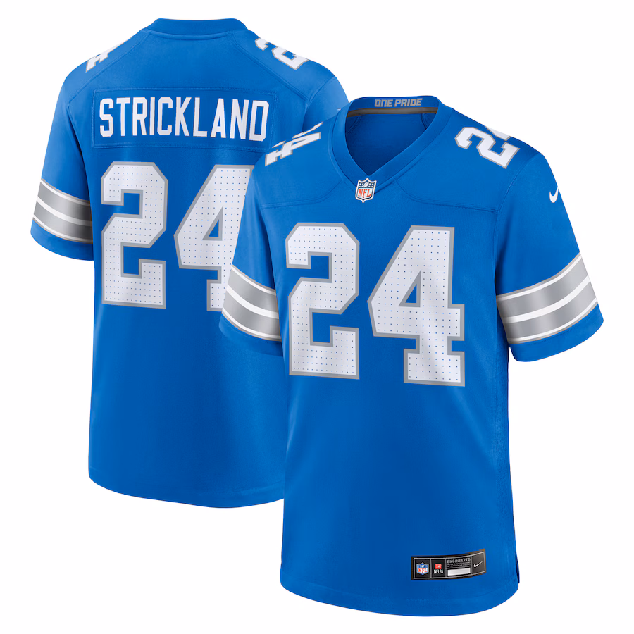 Men's Detroit Lions Loren Strickland Nike Blue Team Game Jersey - Jersey