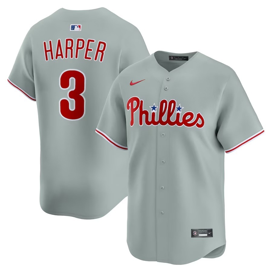 Men's Philadelphia Phillies Bryce Harper Nike Gray Alternate Limited Player Jersey - Jersey