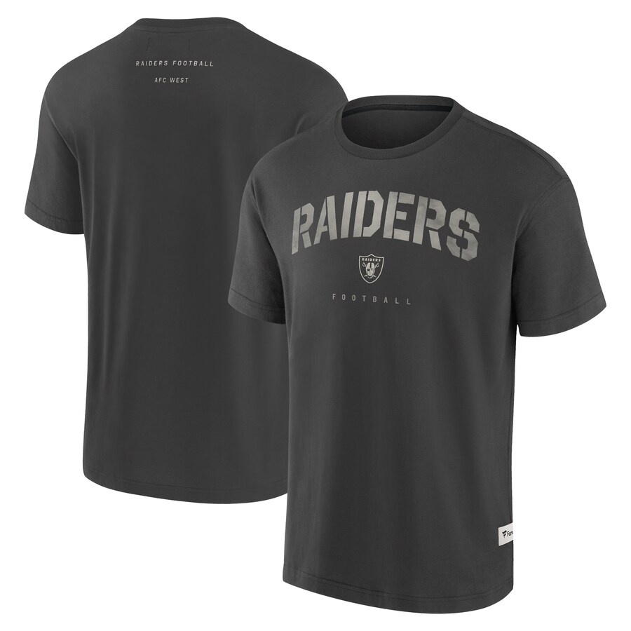 Men's Las Vegas Raiders Fanatics Charcoal Elements Weathered Tonal Future Ground T-Shirt - Jersey