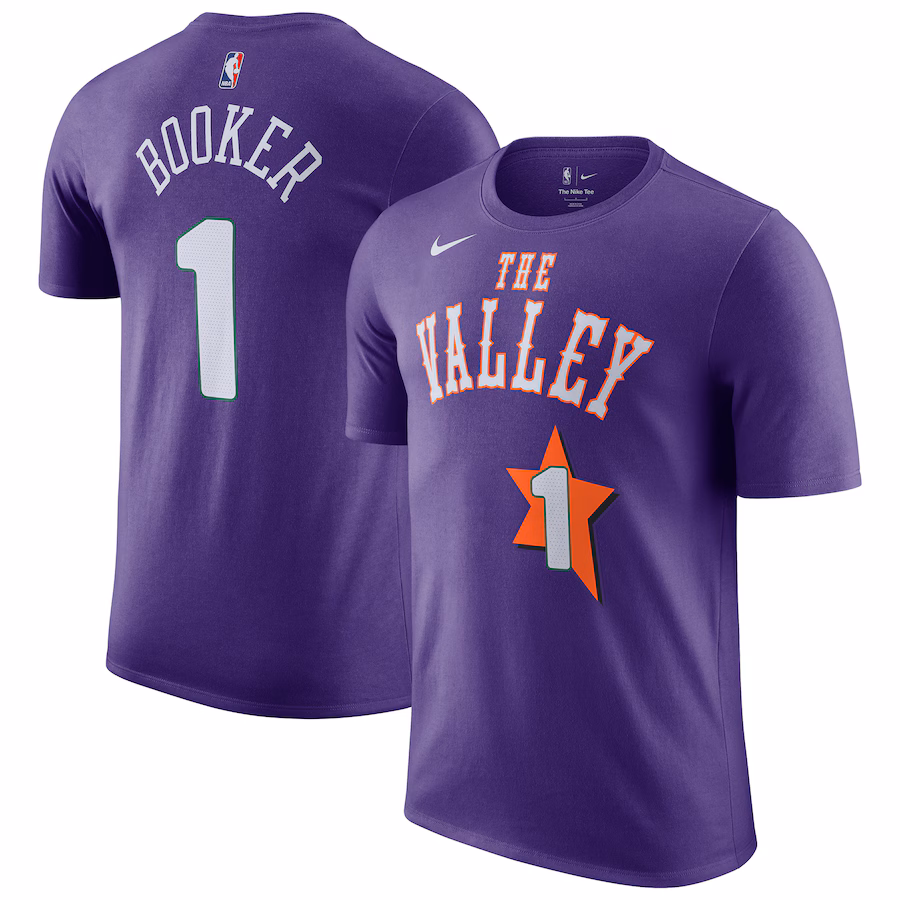 Men's Phoenix Suns Devin Booker Nike Purple 2024/25 City Edition Name & Number T-Shirt - Jersey
