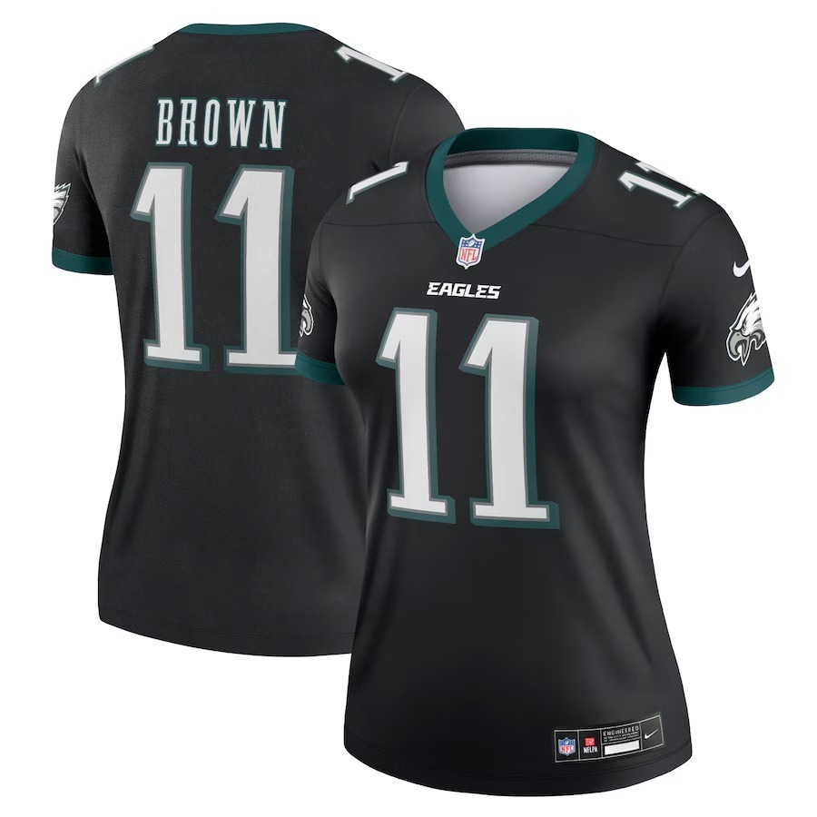 Women's Philadelphia Eagles A.J. Brown Nike Black Alternate Legend Player Performance Top - Jersey