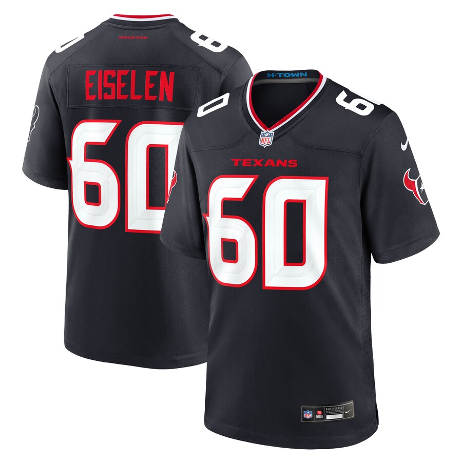 Men's Houston Texans Dieter Eiselen Nike Navy Team Game Jersey - Jersey