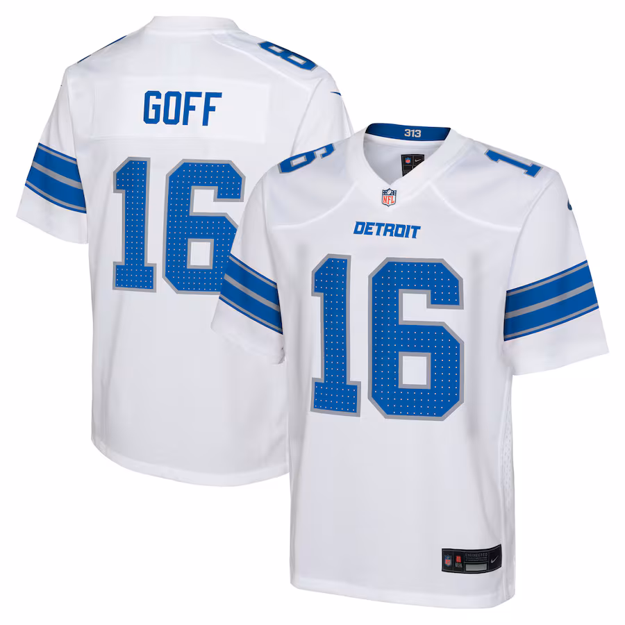 Youth Detroit Lions Jared Goff Nike White Player Game Jersey - Jersey