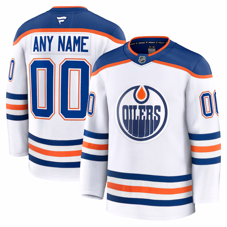Men's Edmonton Oilers Fanatics White Away Premium Custom Jersey - Jersey