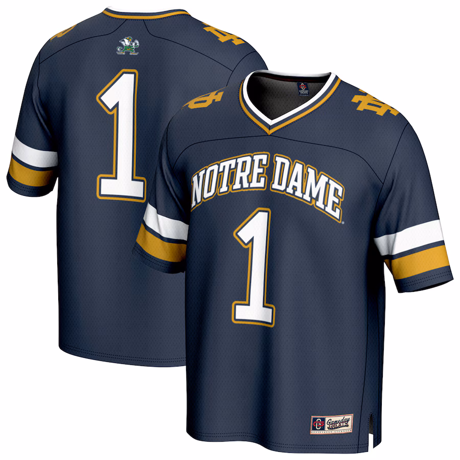 Unisex GameDay Greats #1 Navy Notre Dame Fighting Irish Lightweight Collegiate Football Fashion Jersey - Jersey