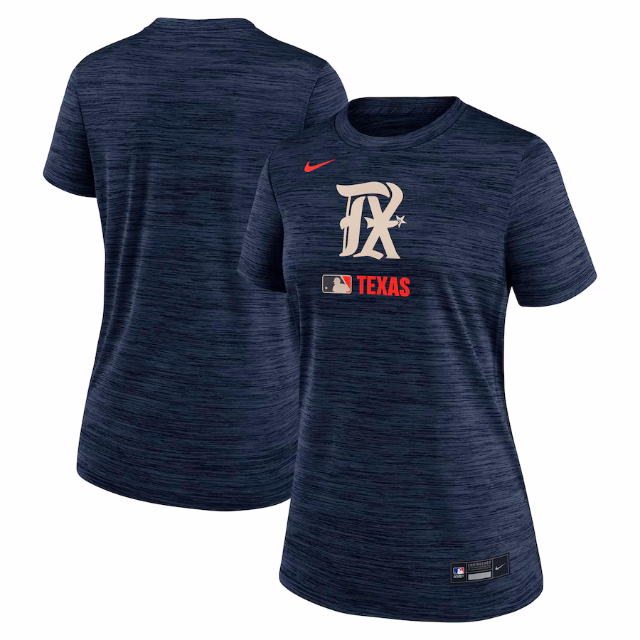 Women's Texas Rangers Nike Navy Authentic Collection City Connect Velocity Performance T-Shirt - Jersey