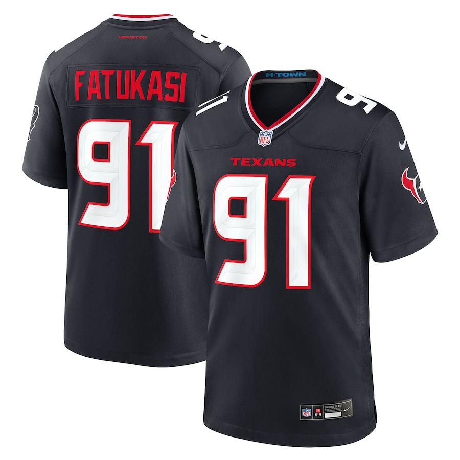 Men's Houston Texans Folorunso Fatukasi Nike Navy Team Game Jersey - Jersey