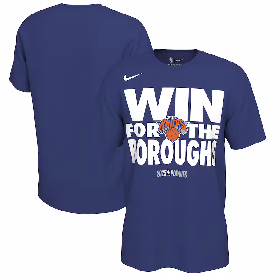 Unisex New York Knicks Nike Rush Blue 2025 NBA Playoffs On-Court Mantra T-Shirt - Jersey