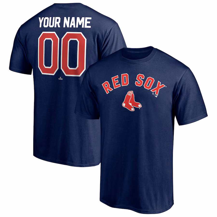 Men's Boston Red Sox Navy Personalized Team Winning Streak Name & Number T-Shirt - Jersey