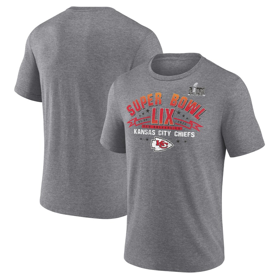 Men's Kansas City Chiefs  Fanatics Heather Gray Super Bowl LIX Made It Tri-Blend T-Shirt - Jersey
