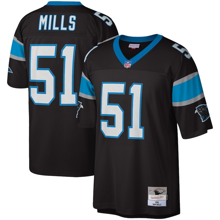 Men's Carolina Panthers Sam Mills Mitchell & Ness Black Legacy Replica Jersey - Jersey