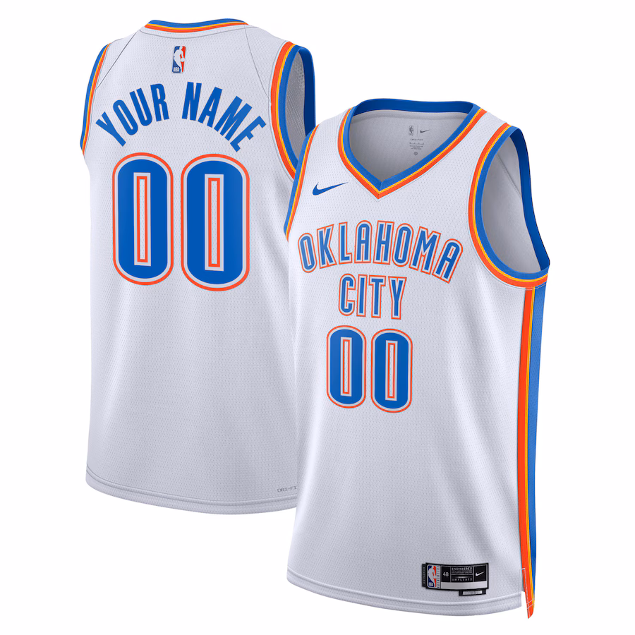 Unisex Oklahoma City Thunder Nike White Swingman Custom Jersey - Association Edition - Jersey